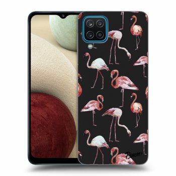 Picasee Samsung Galaxy A12 A125F Hülle - Schwarzes Silikon - Flamingos