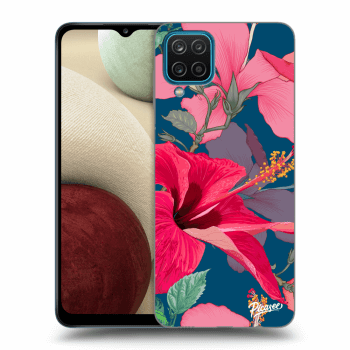 Picasee Samsung Galaxy A12 A125F Hülle - Schwarzes Silikon - Hibiscus
