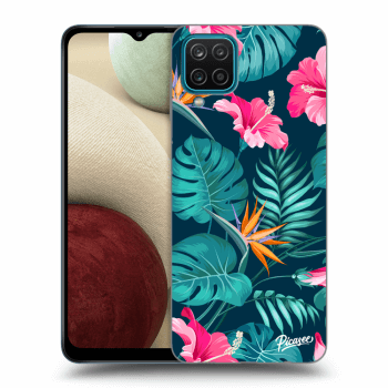 Picasee Samsung Galaxy A12 A125F Hülle - Transparentes Silikon - Pink Monstera