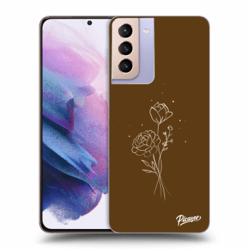 Picasee Samsung Galaxy S21+ 5G G996F Hülle - Transparentes Silikon - Brown flowers