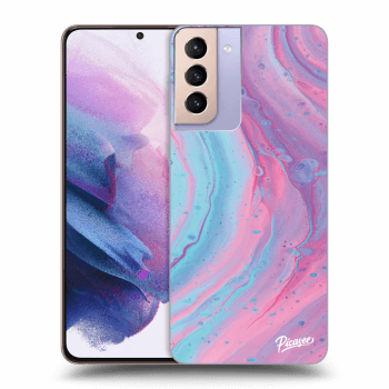 Picasee Samsung Galaxy S21+ 5G G996F Hülle - Transparentes Silikon - Pink liquid