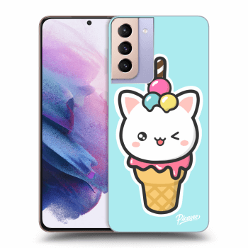 Picasee Samsung Galaxy S21+ 5G G996F Hülle - Transparentes Silikon - Ice Cream Cat