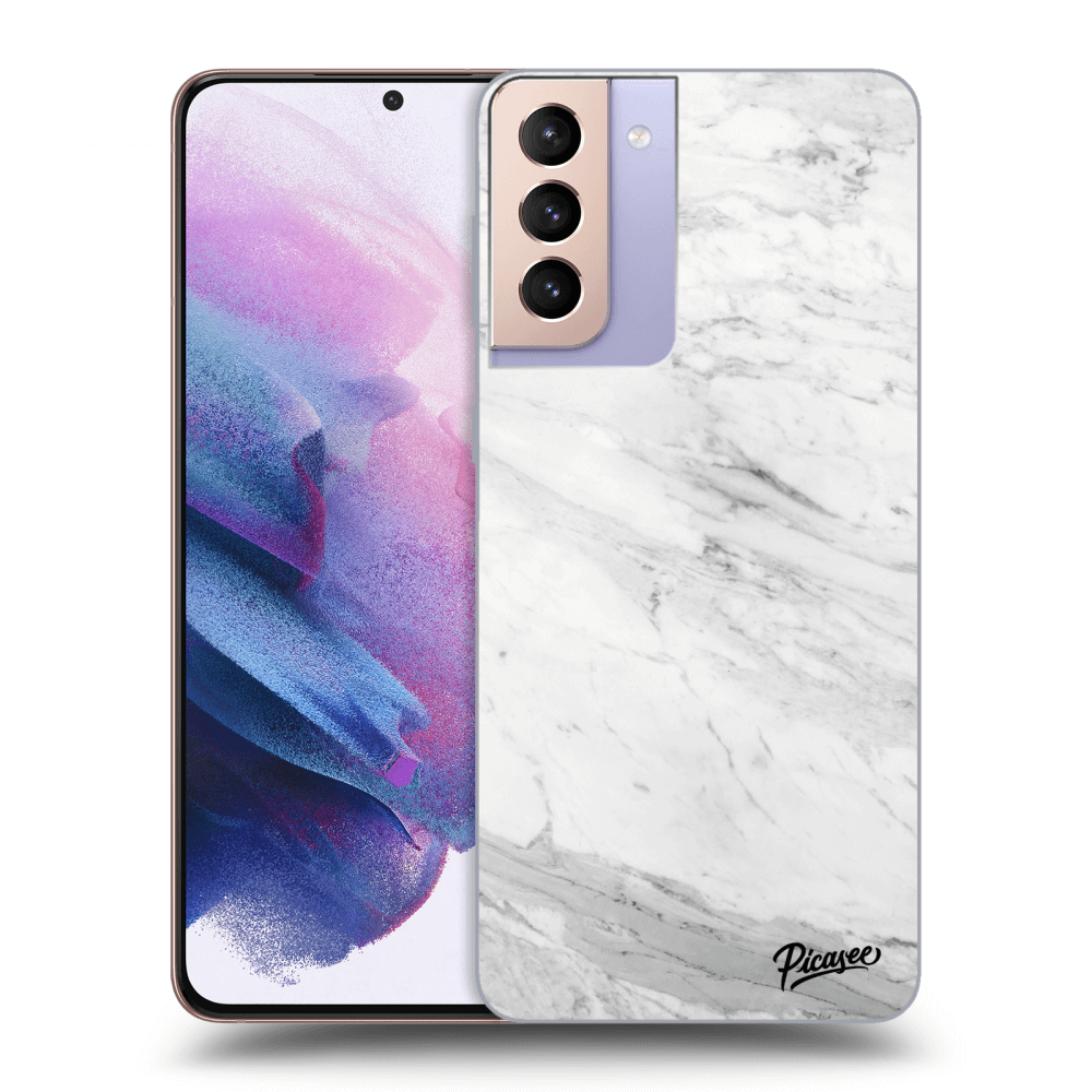 Picasee Samsung Galaxy S21+ 5G G996F Hülle - Schwarzes Silikon - White marble