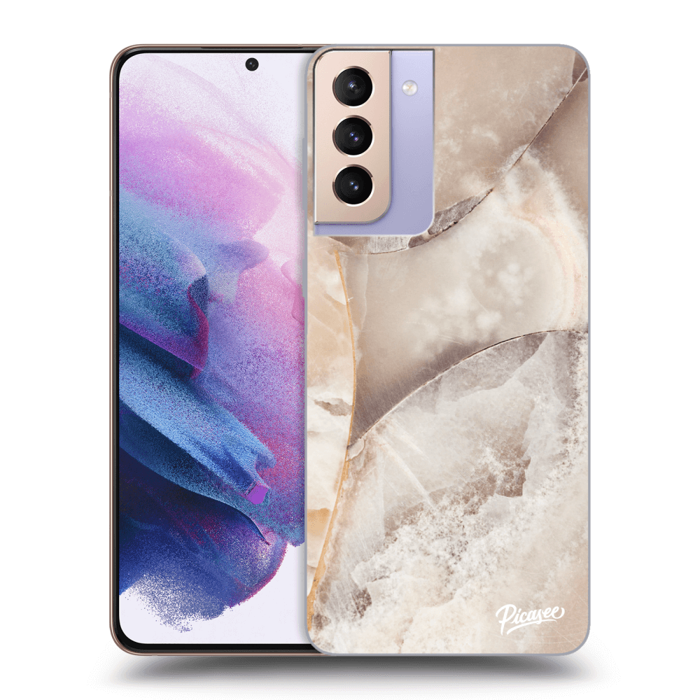 Picasee Samsung Galaxy S21+ 5G G996F Hülle - Schwarzes Silikon - Cream marble