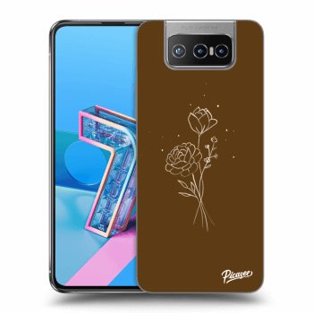 Picasee Asus Zenfone 7 ZS670KS Hülle - Transparentes Silikon - Brown flowers