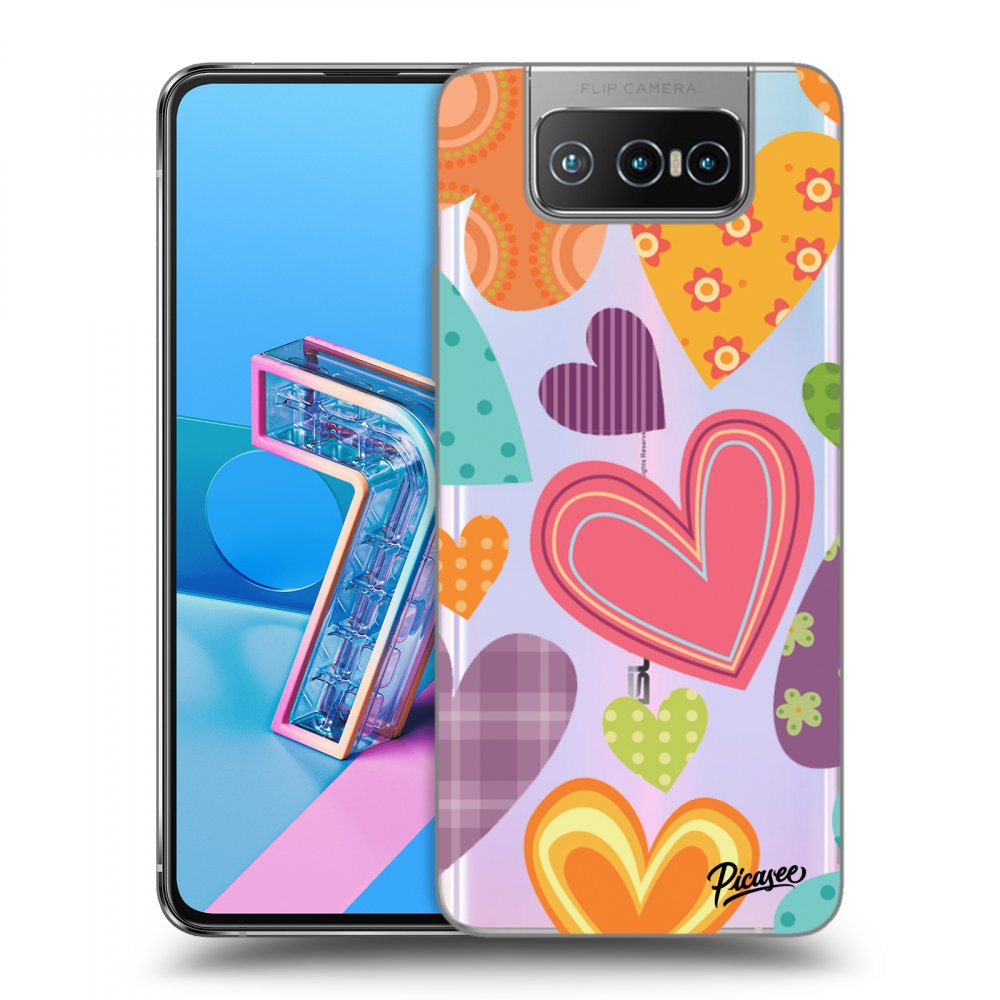 Picasee Asus Zenfone 7 ZS670KS Hülle - Transparentes Silikon - Colored heart