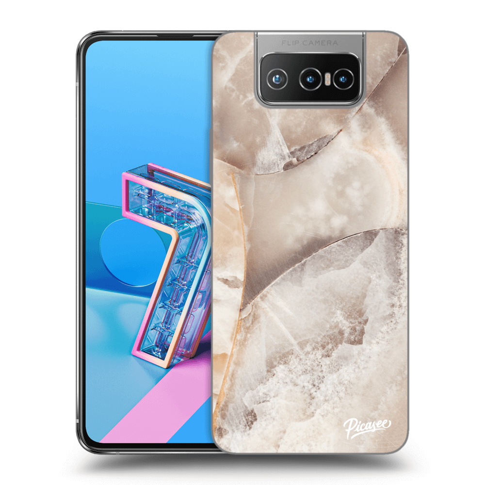 Picasee Asus Zenfone 7 ZS670KS Hülle - Transparentes Silikon - Cream marble