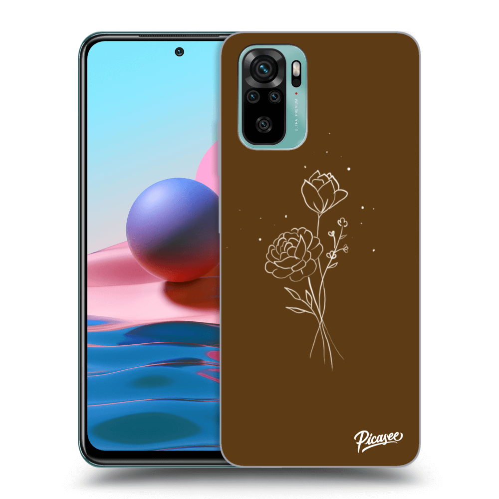 Picasee Xiaomi Redmi Note 10 Hülle - Transparentes Silikon - Brown flowers