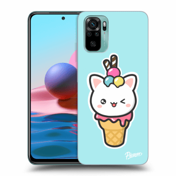 Picasee Xiaomi Redmi Note 10 Hülle - Schwarzes Silikon - Ice Cream Cat