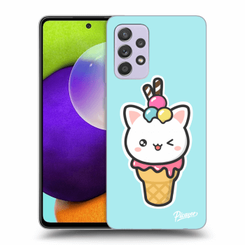 Picasee Samsung Galaxy A52 A525F Hülle - Transparentes Silikon - Ice Cream Cat