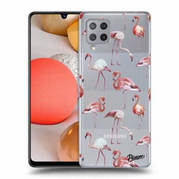 Picasee Samsung Galaxy A42 A426B Hülle - Transparentes Silikon - Flamingos