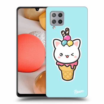 Picasee Samsung Galaxy A42 A426B Hülle - Transparentes Silikon - Ice Cream Cat