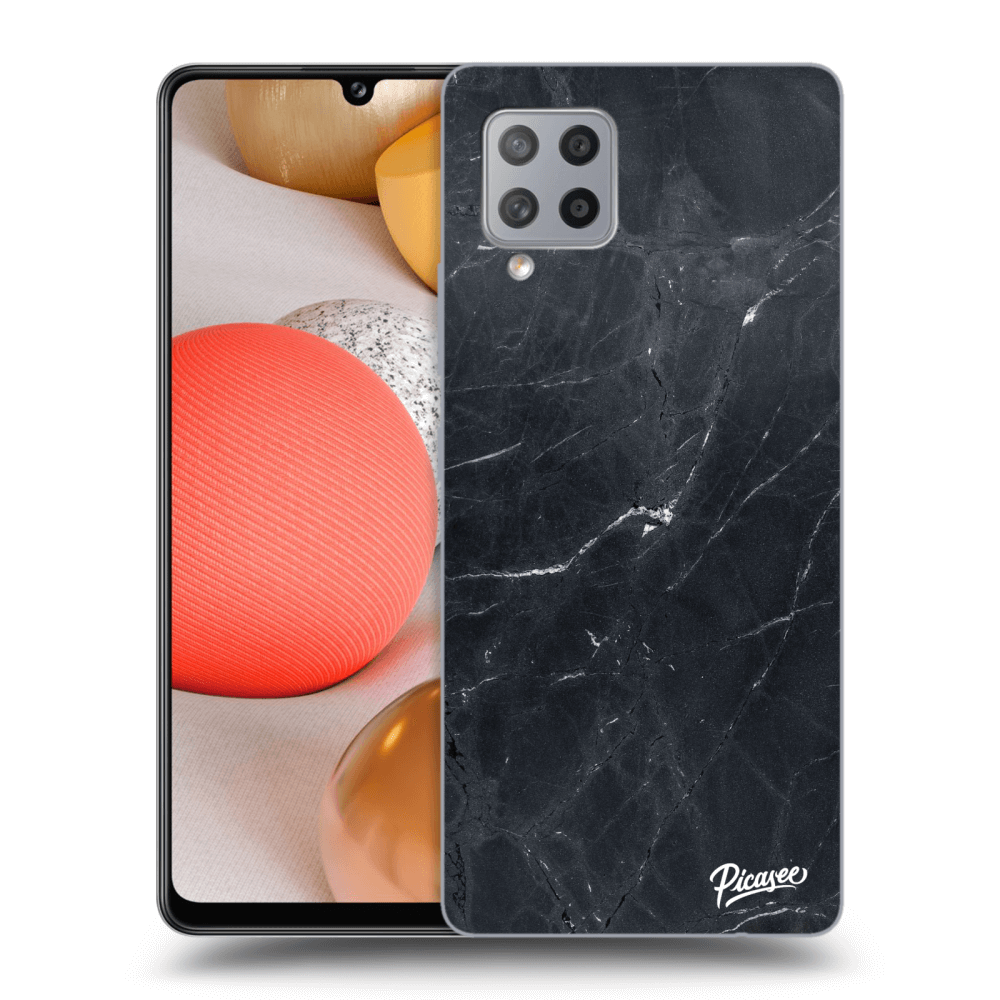 Picasee Samsung Galaxy A42 A426B Hülle - Schwarzes Silikon - Black marble