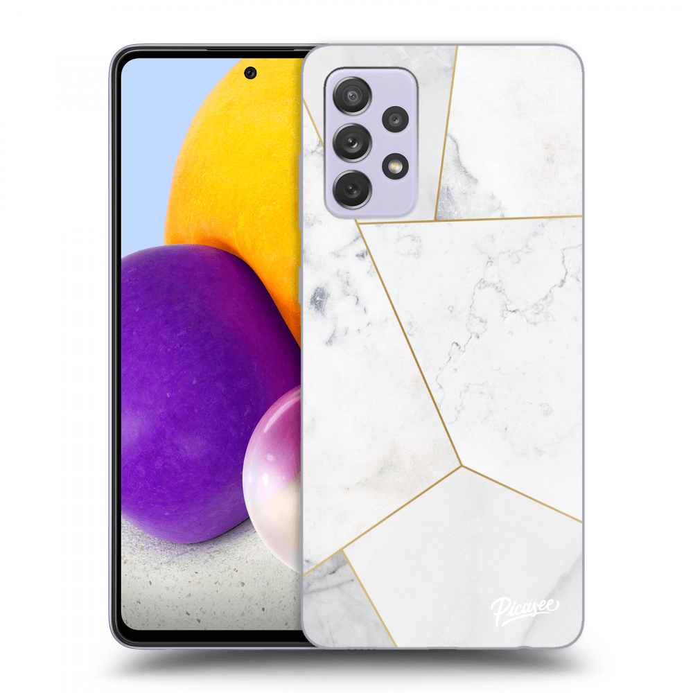 Picasee Samsung Galaxy A72 A725F Hülle - Schwarzes Silikon - White tile
