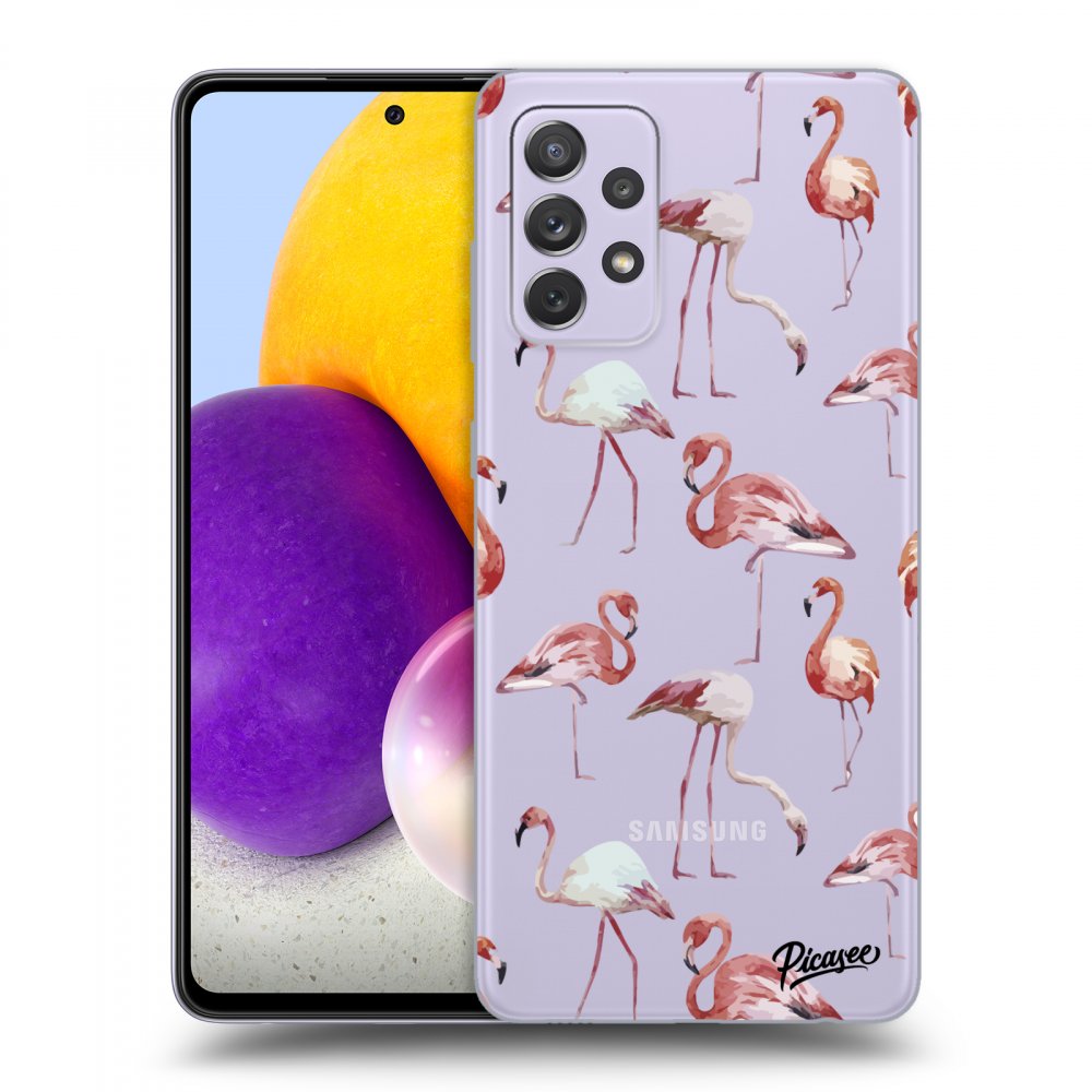 Picasee Samsung Galaxy A72 A725F Hülle - Transparentes Silikon - Flamingos