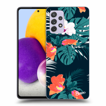 Picasee Samsung Galaxy A72 A725F Hülle - Schwarzes Silikon - Monstera Color