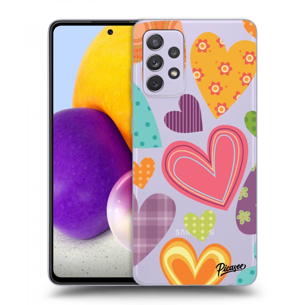 Picasee Samsung Galaxy A72 A725F Hülle - Transparentes Silikon - Colored heart