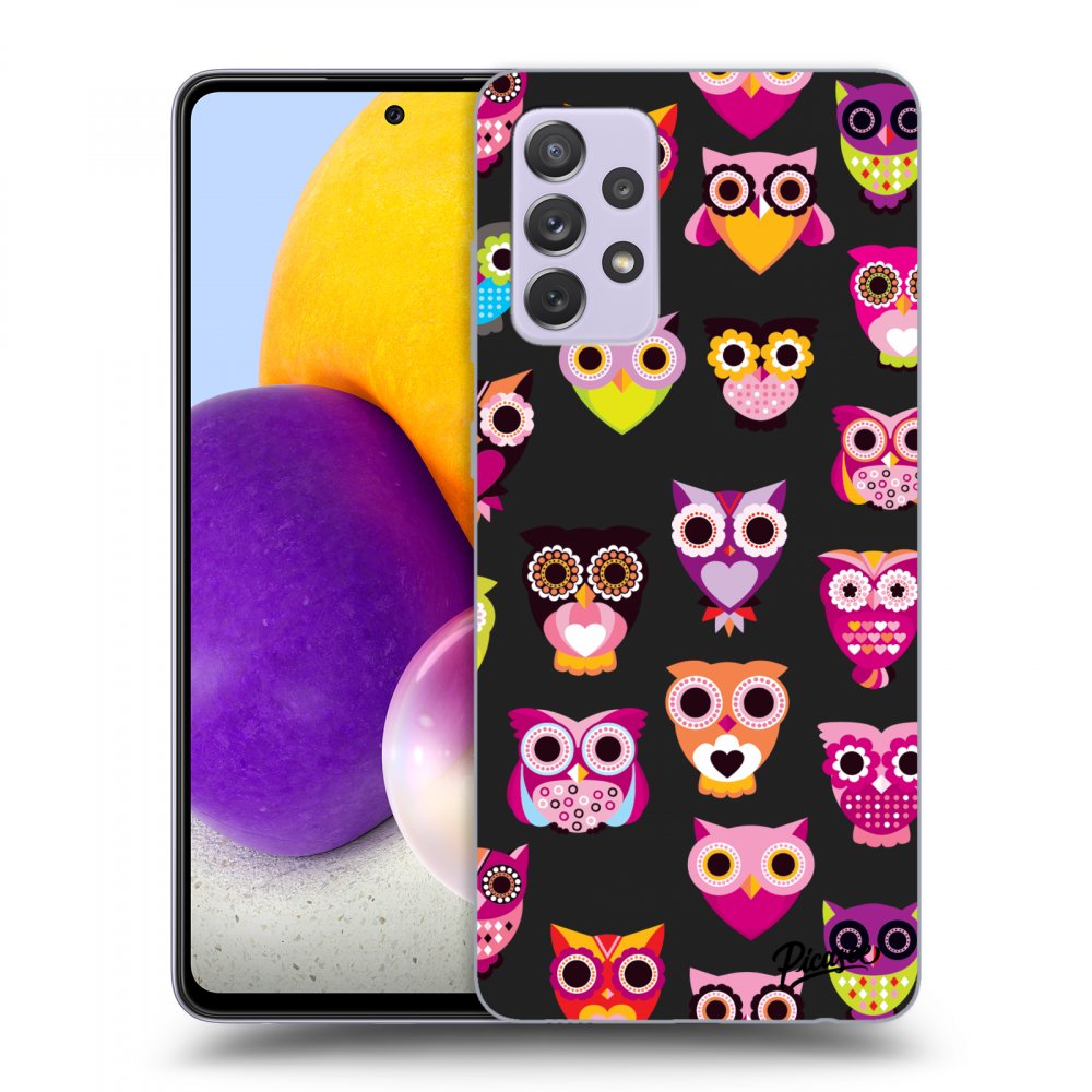 Picasee Samsung Galaxy A72 A725F Hülle - Schwarzes Silikon - Owls