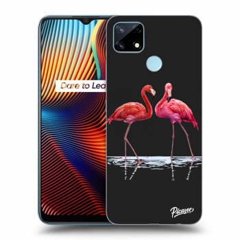 Picasee Realme 7i Hülle - Schwarzes Silikon - Flamingos couple