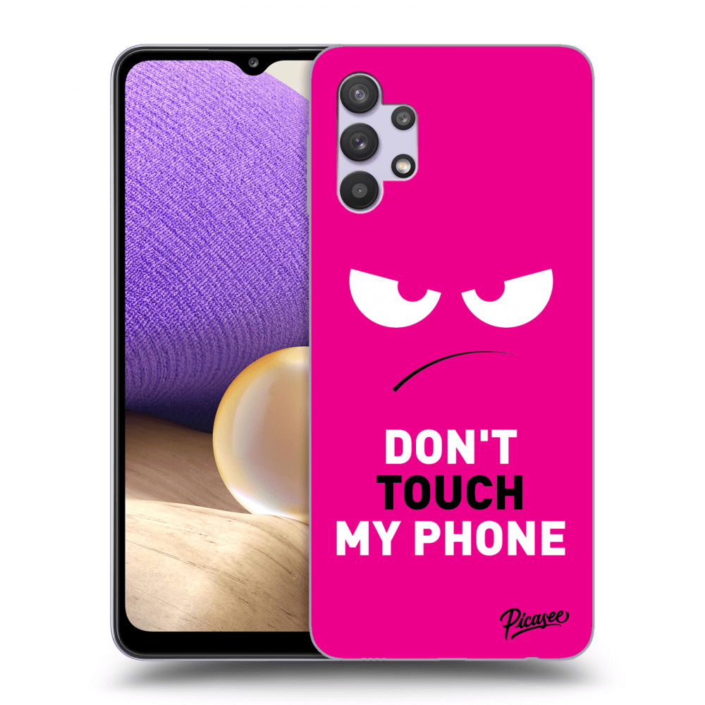 Picasee Samsung Galaxy A32 5G A326B Hülle - Schwarzes Silikon - Angry Eyes - Pink