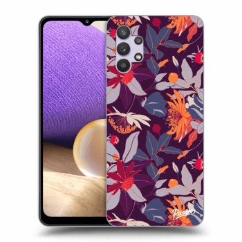 Picasee Samsung Galaxy A32 5G A326B Hülle - Transparentes Silikon - Purple Leaf
