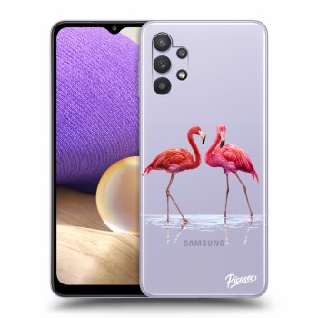Picasee Samsung Galaxy A32 5G A326B Hülle - Transparentes Silikon - Flamingos couple