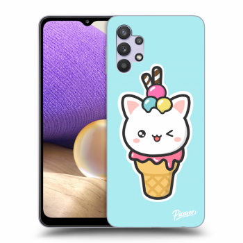 Picasee Samsung Galaxy A32 5G A326B Hülle - Schwarzes Silikon - Ice Cream Cat