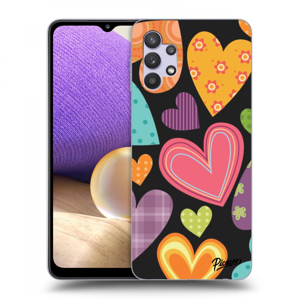 Picasee Samsung Galaxy A32 5G A326B Hülle - Schwarzes Silikon - Colored heart