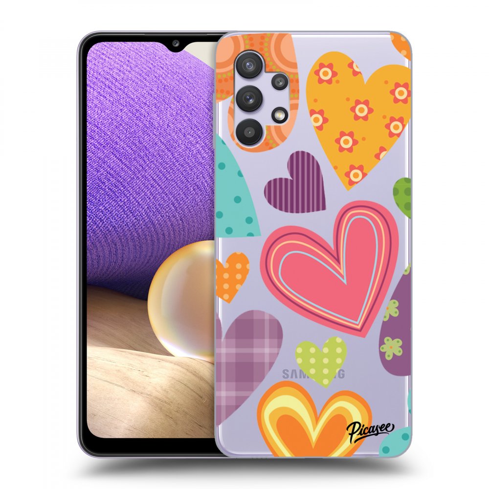 Picasee Samsung Galaxy A32 5G A326B Hülle - Transparentes Silikon - Colored heart