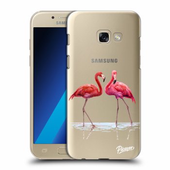 Picasee Samsung Galaxy A3 2017 A320F Hülle - Transparentes Silikon - Flamingos couple