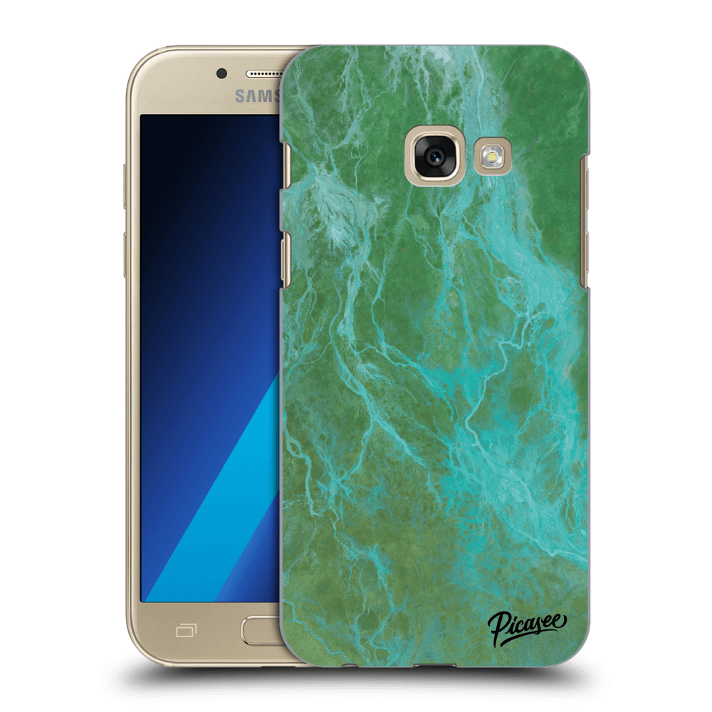Picasee Samsung Galaxy A3 2017 A320F Hülle - Transparentes Silikon - Green marble