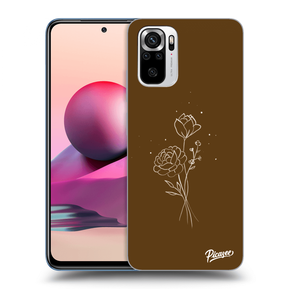 Picasee Xiaomi Redmi Note 10S Hülle - Transparentes Silikon - Brown flowers