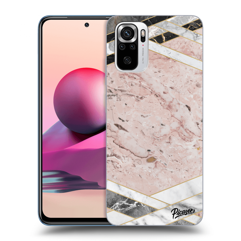 Picasee Xiaomi Redmi Note 10S Hülle - Transparentes Silikon - Pink geometry