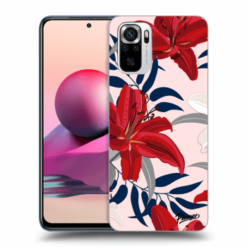 Picasee Xiaomi Redmi Note 10S Hülle - Schwarzes Silikon - Red Lily