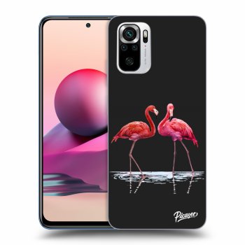 Picasee Xiaomi Redmi Note 10S Hülle - Schwarzes Silikon - Flamingos couple