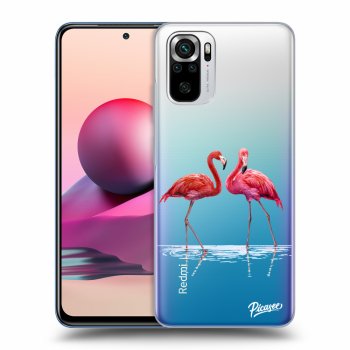Picasee Xiaomi Redmi Note 10S Hülle - Transparentes Silikon - Flamingos couple