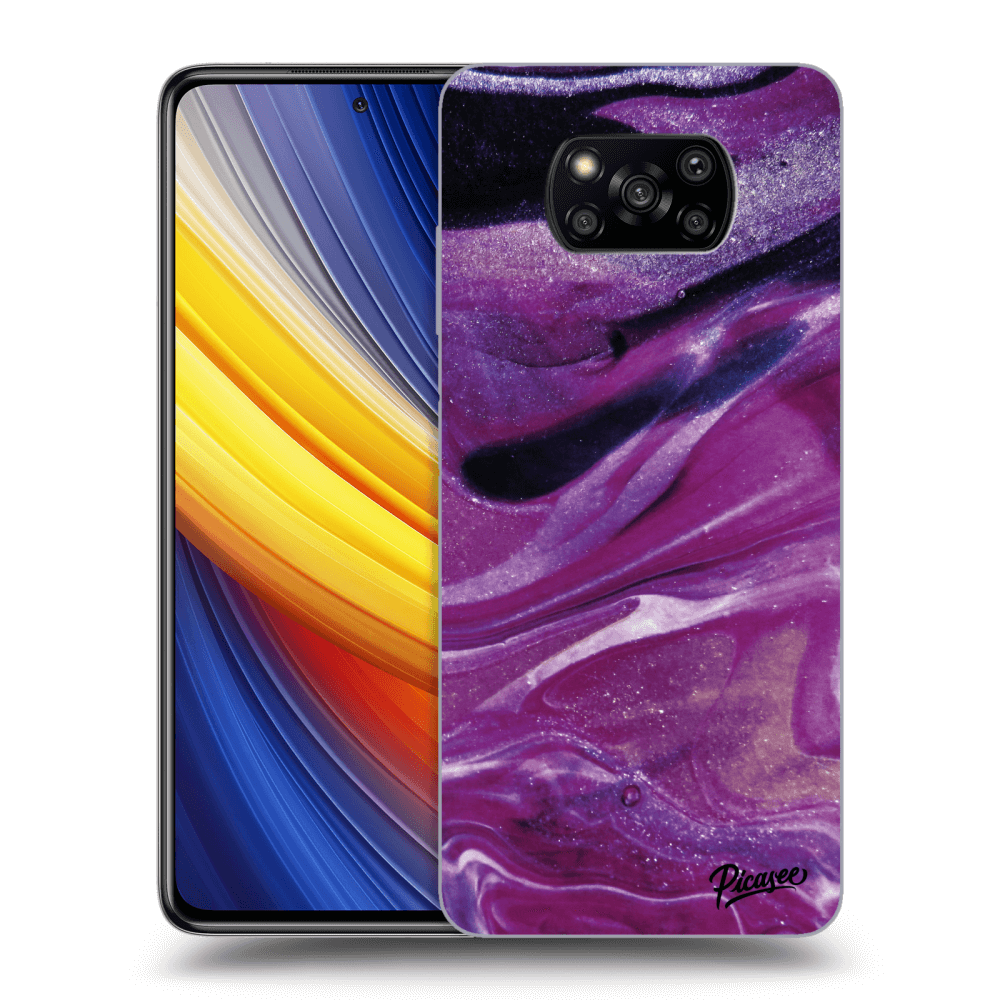 Picasee Xiaomi Poco X3 Pro Hülle - Schwarzes Silikon - Purple glitter