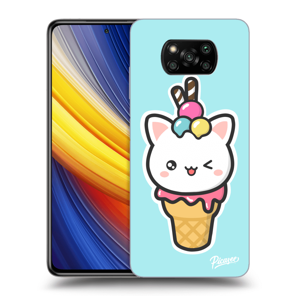 Picasee Xiaomi Poco X3 Pro Hülle - Schwarzes Silikon - Ice Cream Cat