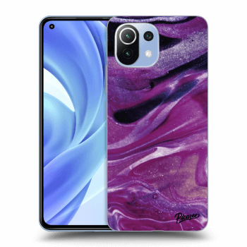 Picasee Xiaomi Mi 11 Hülle - Schwarzes Silikon - Purple glitter