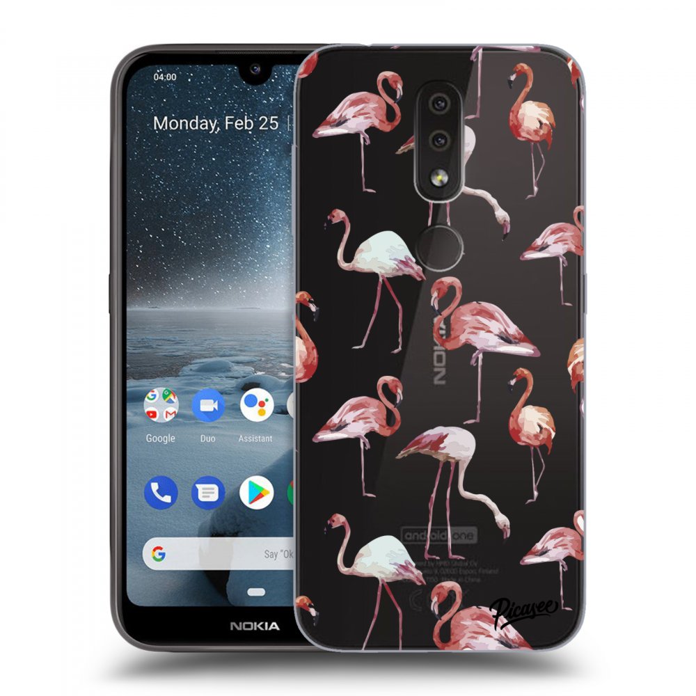 Picasee Nokia 4.2 Hülle - Transparentes Silikon - Flamingos