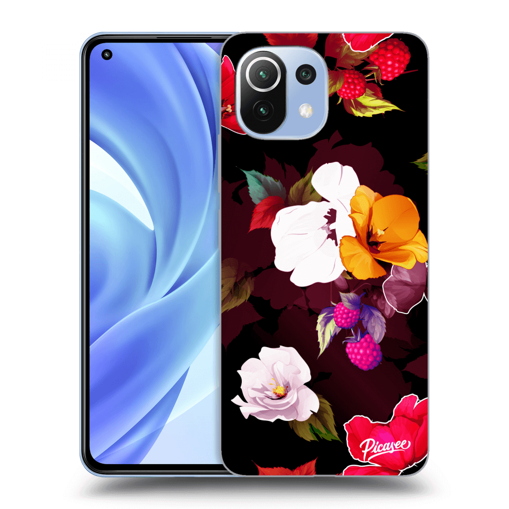Picasee Xiaomi Mi 11 Lite Hülle - Schwarzes Silikon - Flowers and Berries
