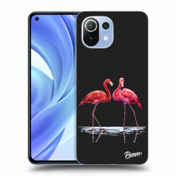 Picasee Xiaomi Mi 11 Lite Hülle - Schwarzes Silikon - Flamingos couple