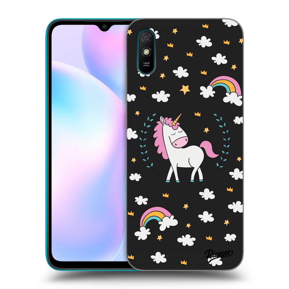 Picasee Xiaomi Redmi 9AT Hülle - Schwarzes Silikon - Unicorn star heaven