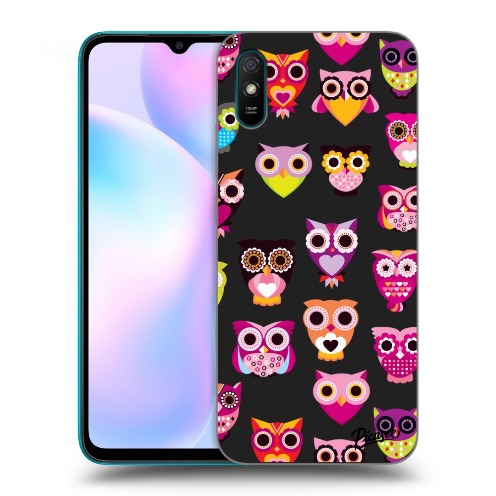 Picasee Xiaomi Redmi 9AT Hülle - Schwarzes Silikon - Owls