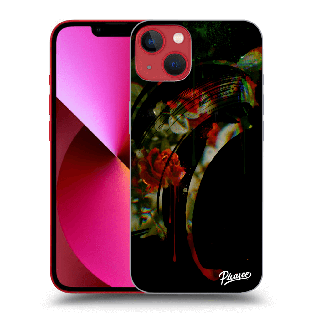 Picasee Apple iPhone 13 Hülle - Schwarzes Silikon - Roses black