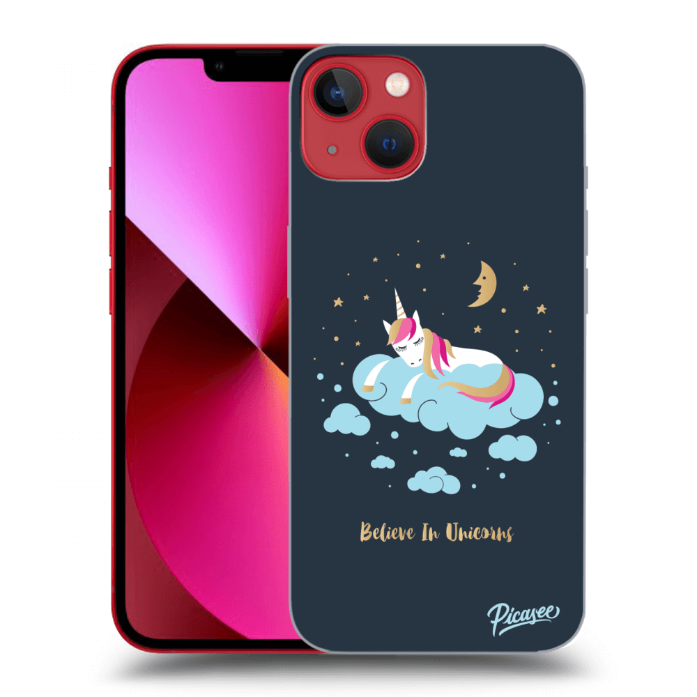 Picasee Apple iPhone 13 Hülle - Schwarzes Silikon - Believe In Unicorns