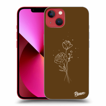 Picasee Apple iPhone 13 Hülle - Schwarzes Silikon - Brown flowers