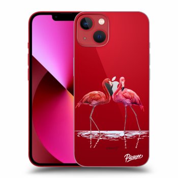 Picasee Apple iPhone 13 Hülle - Transparentes Silikon - Flamingos couple
