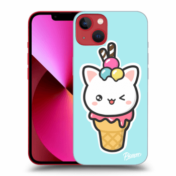 Picasee Apple iPhone 13 Hülle - Schwarzes Silikon - Ice Cream Cat