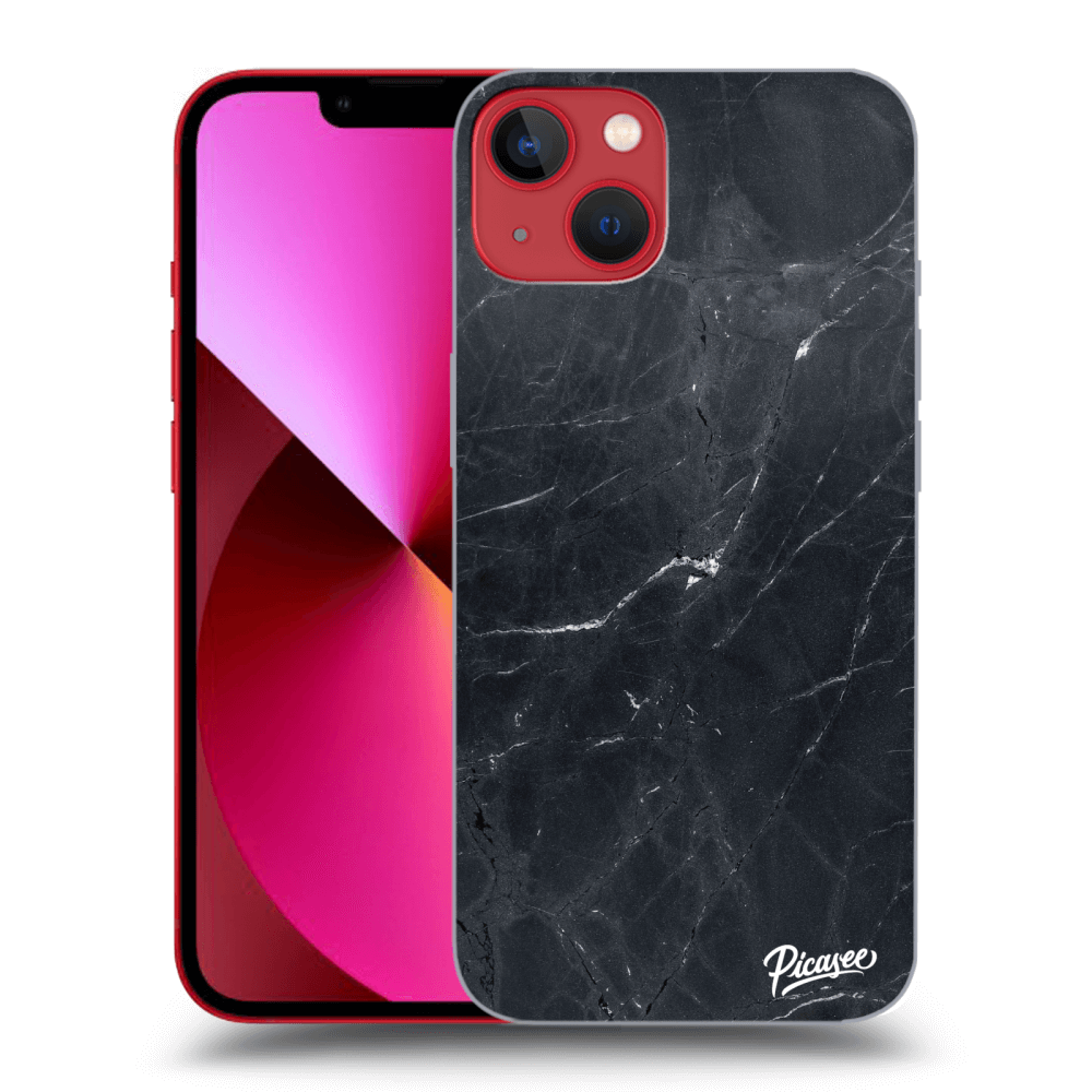 Picasee Apple iPhone 13 Hülle - Schwarzes Silikon - Black marble